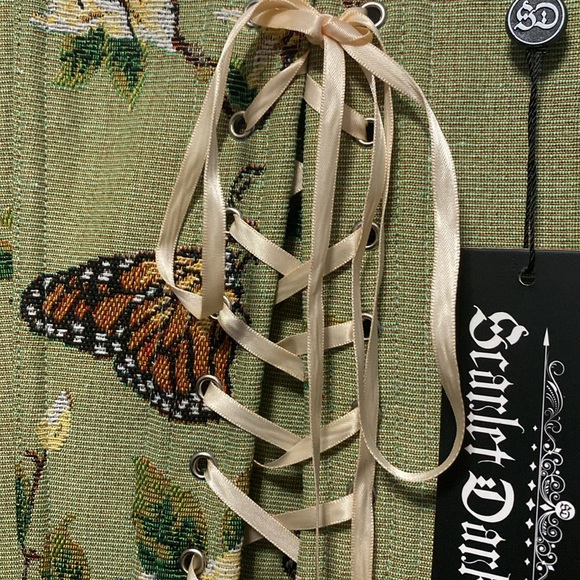 Scarlet Darkness Corset Tops for Women Renaissance Lace Up Floral - Picture 3 of 8